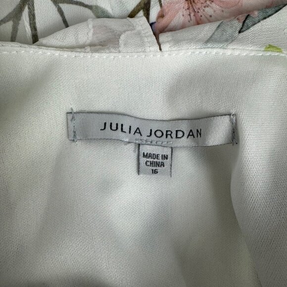 Julia Jordan NEW Floral Ivory Multicolor Hi Low Faux Wrap Maxi Dress Size 16 - Picture 11 of 16